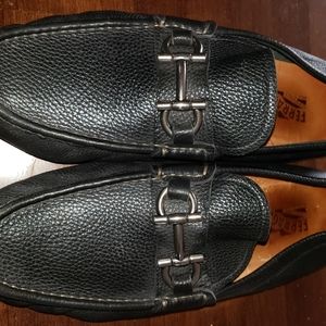 Salvatore Ferragamo Men's Black Bravo Nero Calf Leather Loafers Size 9.5 usual u
